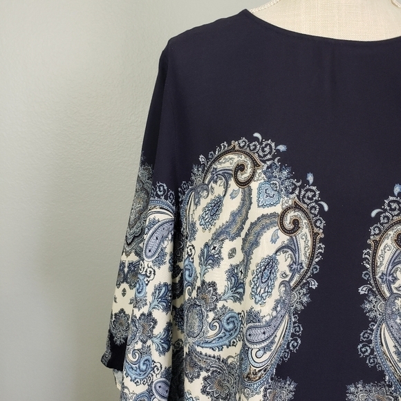 H&M Paisley Print Shift Dress Viscose Boho Lightweight Blue Sz 14 - Picture 3 of 9
